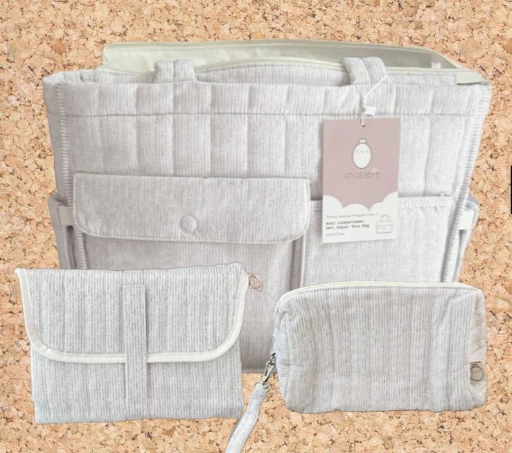 Snugabit Ultimate Travel Bundle - Lightweight & Soft Diaper Tote Bag + Changing Pad - Pouch